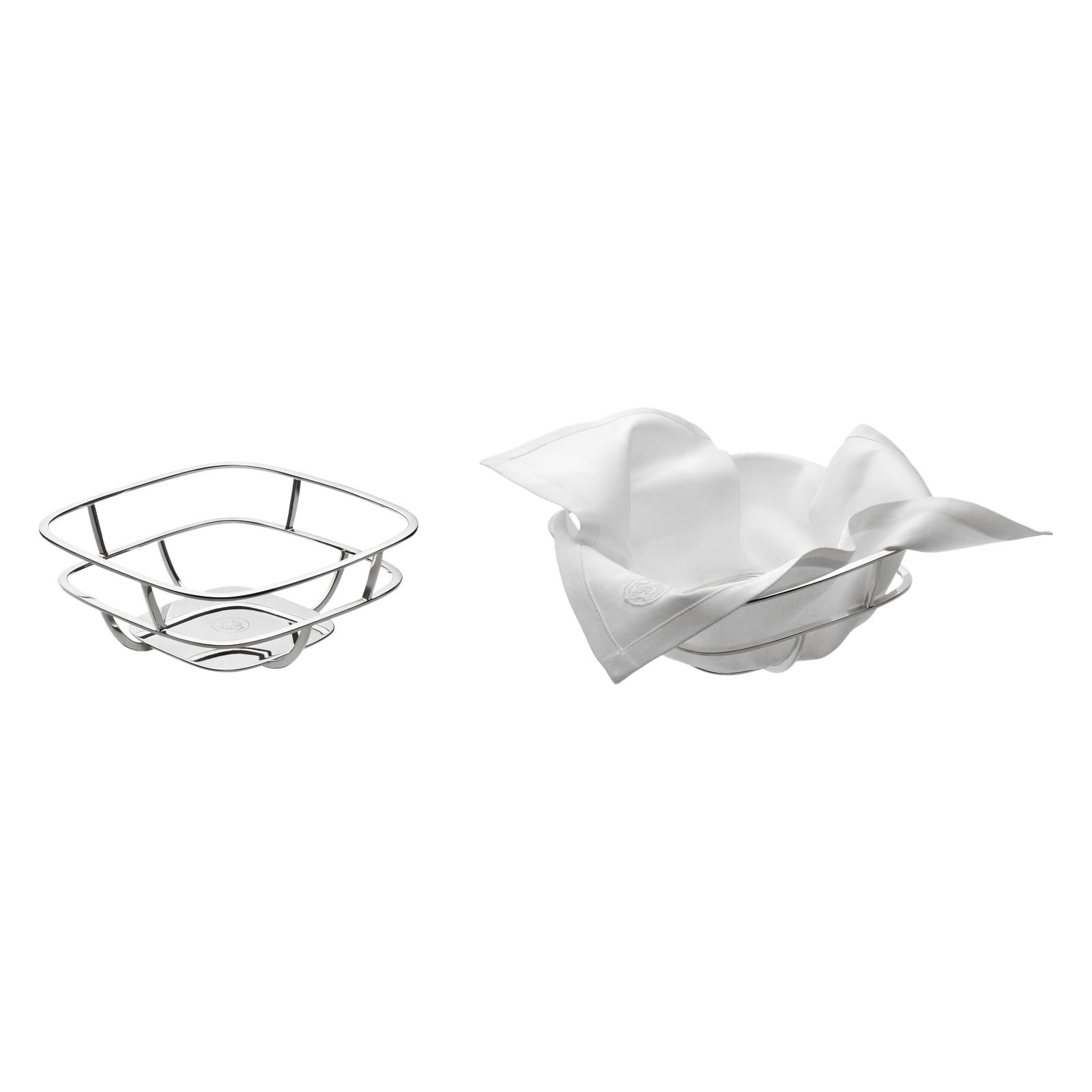 Christofle Silver Time Silver Plated Silver-Plated Bread Basket with Napkin