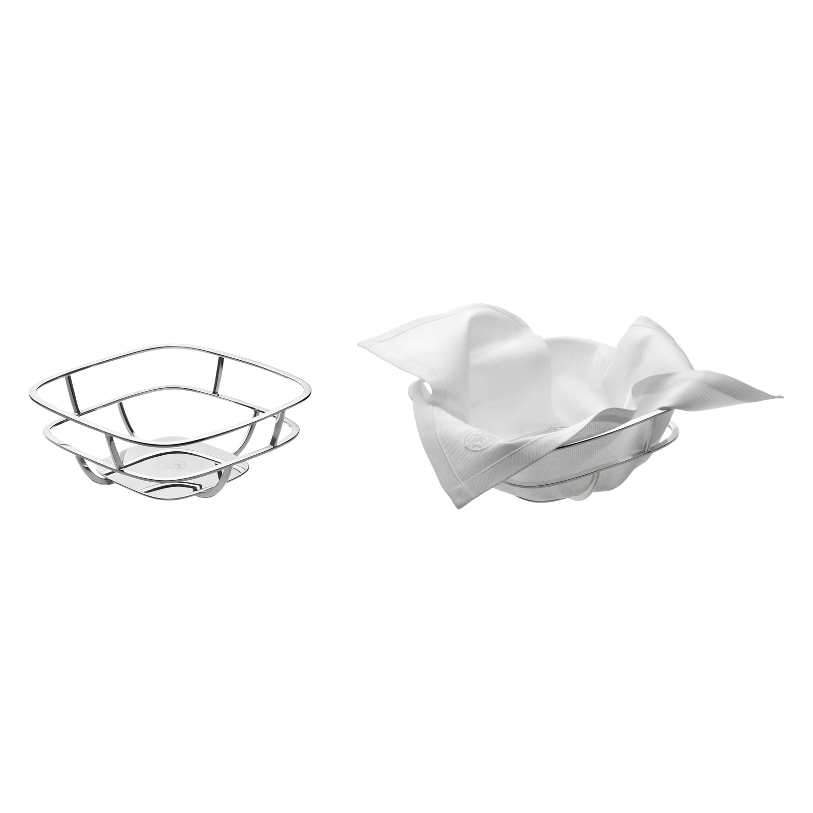 Christofle Silver Time Silver Plated Silver-Plated Bread Basket with Napkin