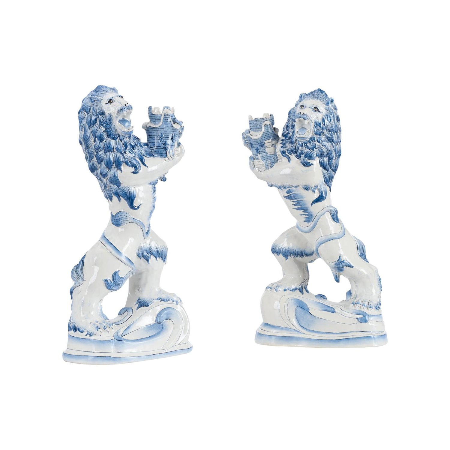 Chelsea House Faience Lions Sculpture - Set of 2