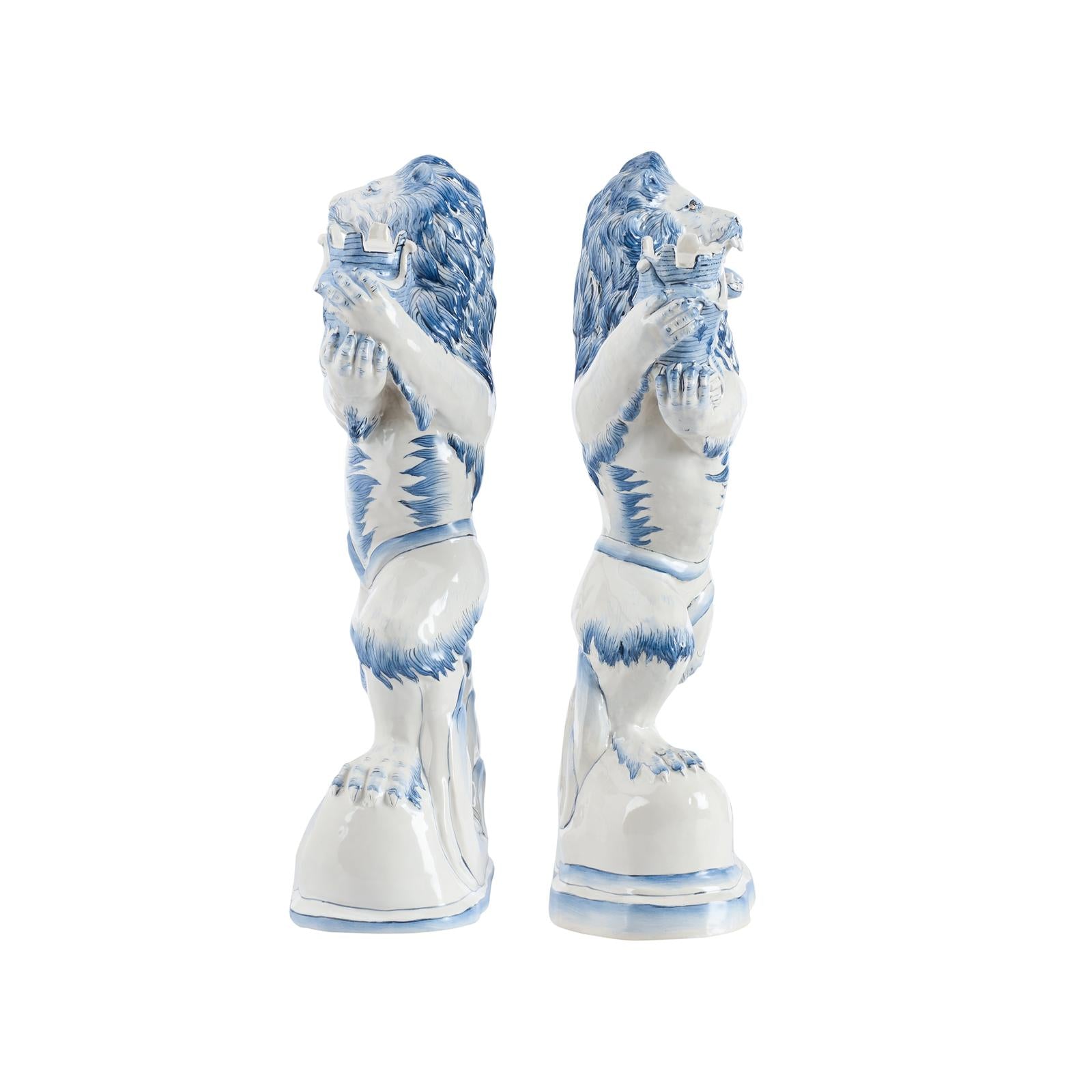 Chelsea House Faience Lions Sculpture - Set of 2