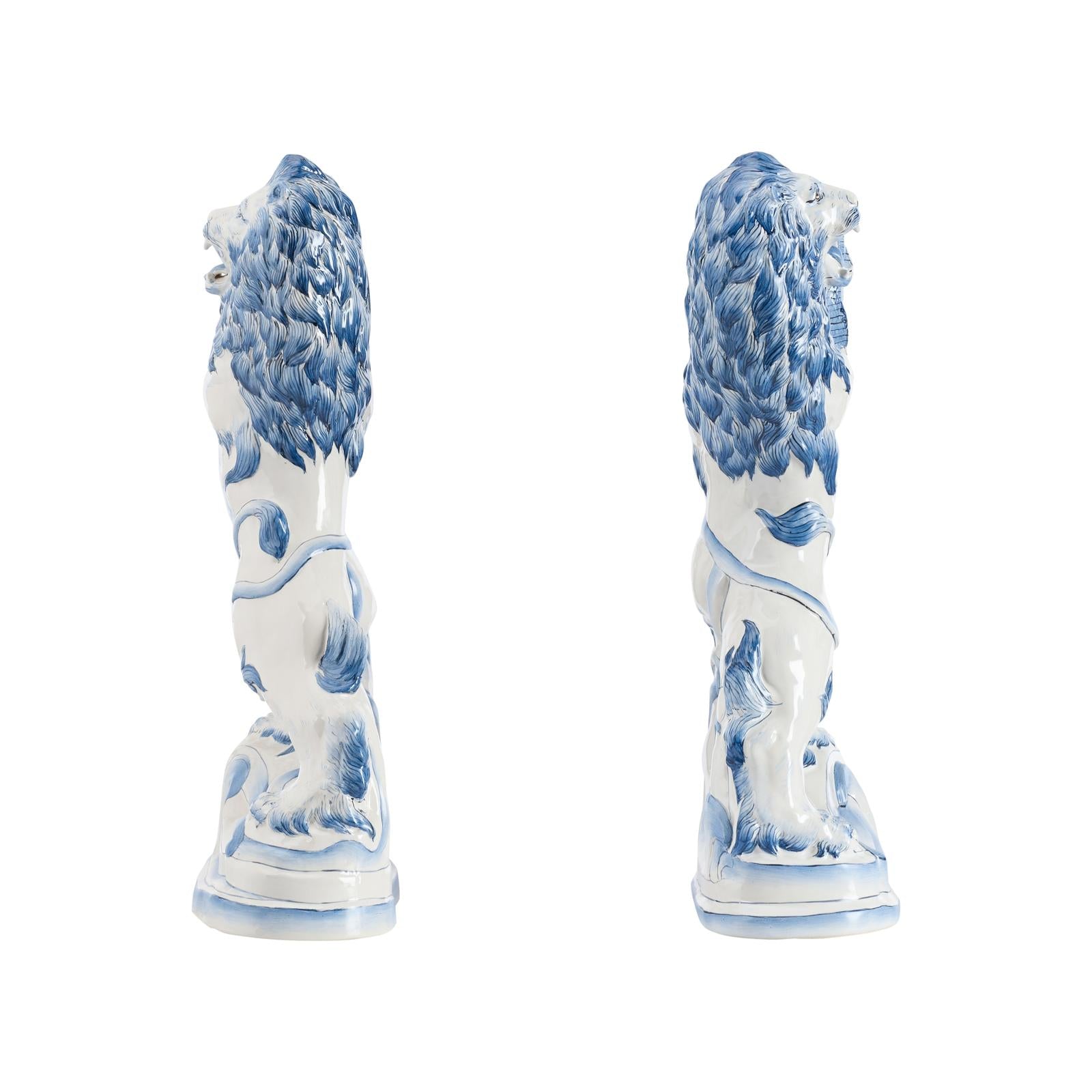 Chelsea House Faience Lions Sculpture - Set of 2