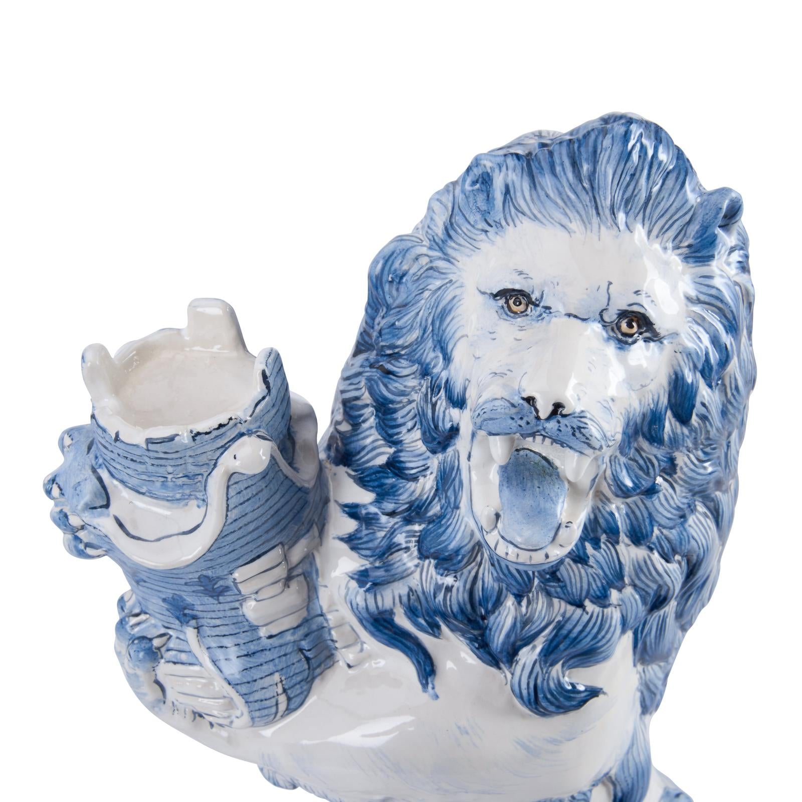 Chelsea House Faience Lions Sculpture - Set of 2