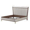 Michael Amini Houston Eastern King Channel Tufted Panel Bed - Porcini/Walnut