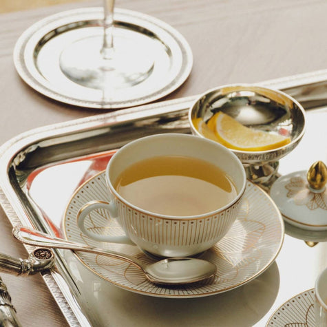 Christofle Malmaison Impériale Porcelain Tea/Coffee Cup And Saucer Gold