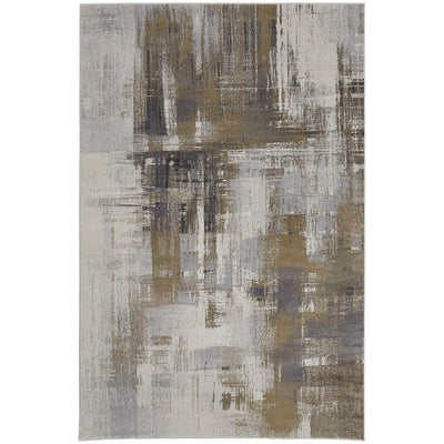Feizy Mandana 39LYF Modern Abstract Rug in Brown/Ivory