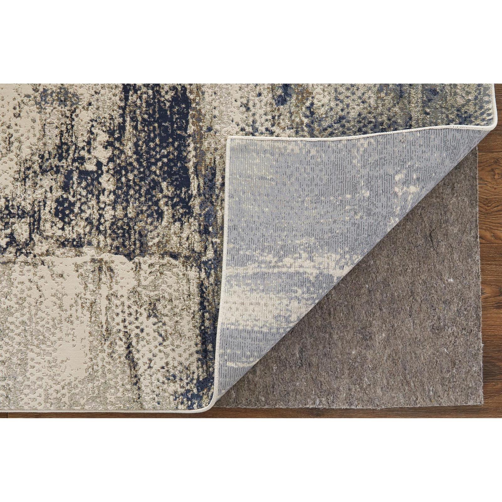 Feizy Mandana 39LZF Modern Abstract Rug in Ivory/Blue