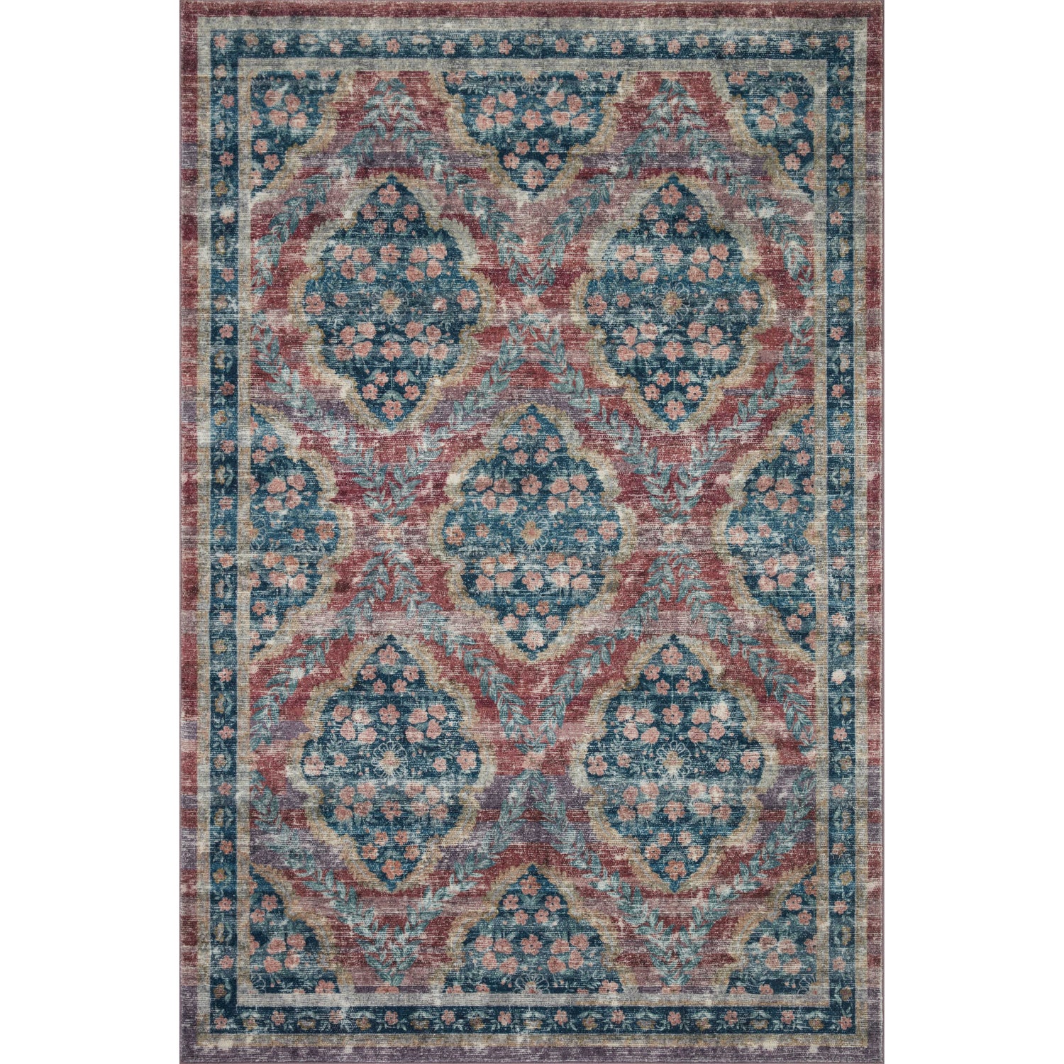 Rifle Paper Courtyard COU-02 Rug Red