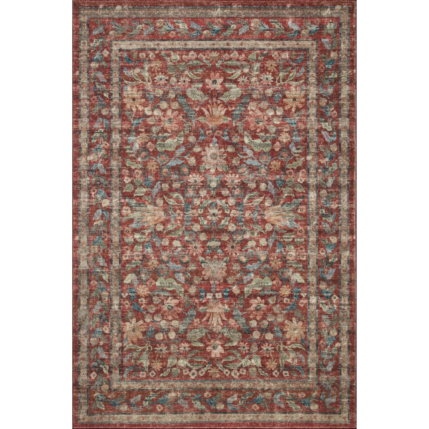 Rifle Paper Courtyard COU-03 Rug Crimson
