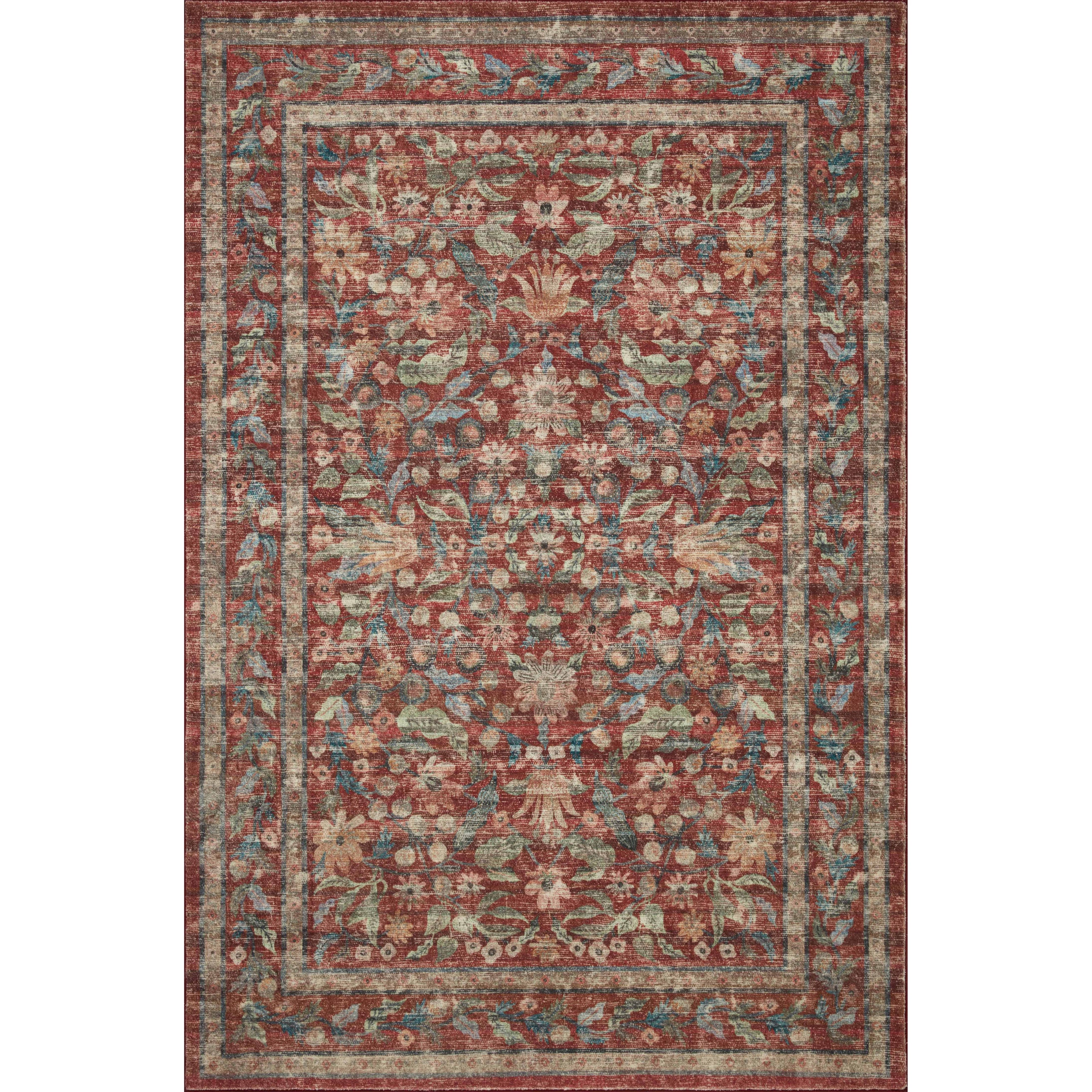 Rifle Paper Courtyard COU-03 Rug Crimson