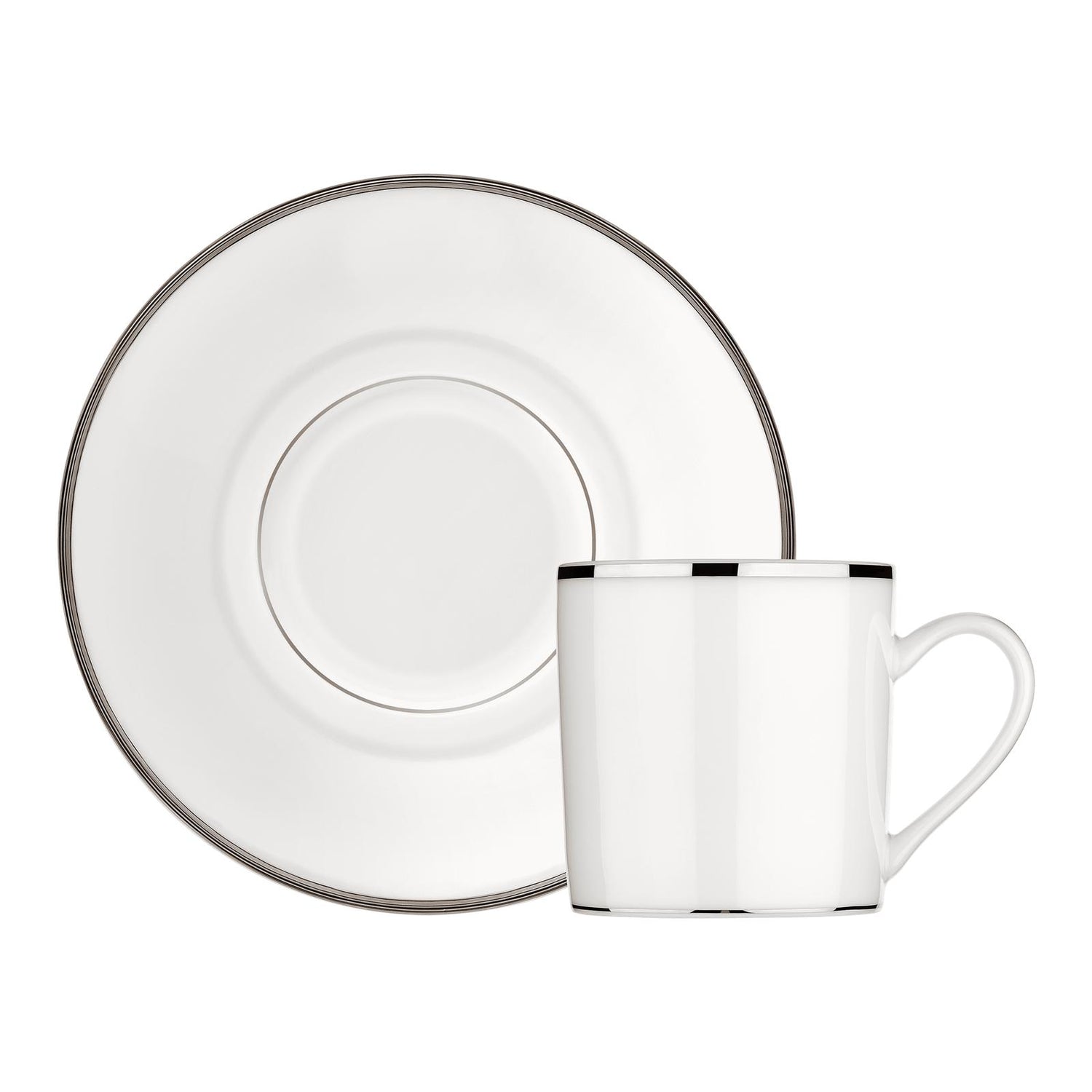 Christofle Albi Porcelain Espresso Cup And Saucer Platinum