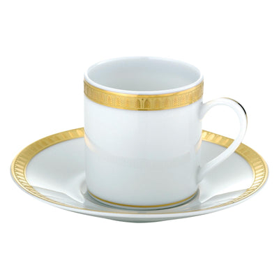 Christofle Malmaison Porcelain Espresso Cup And Saucer Gold