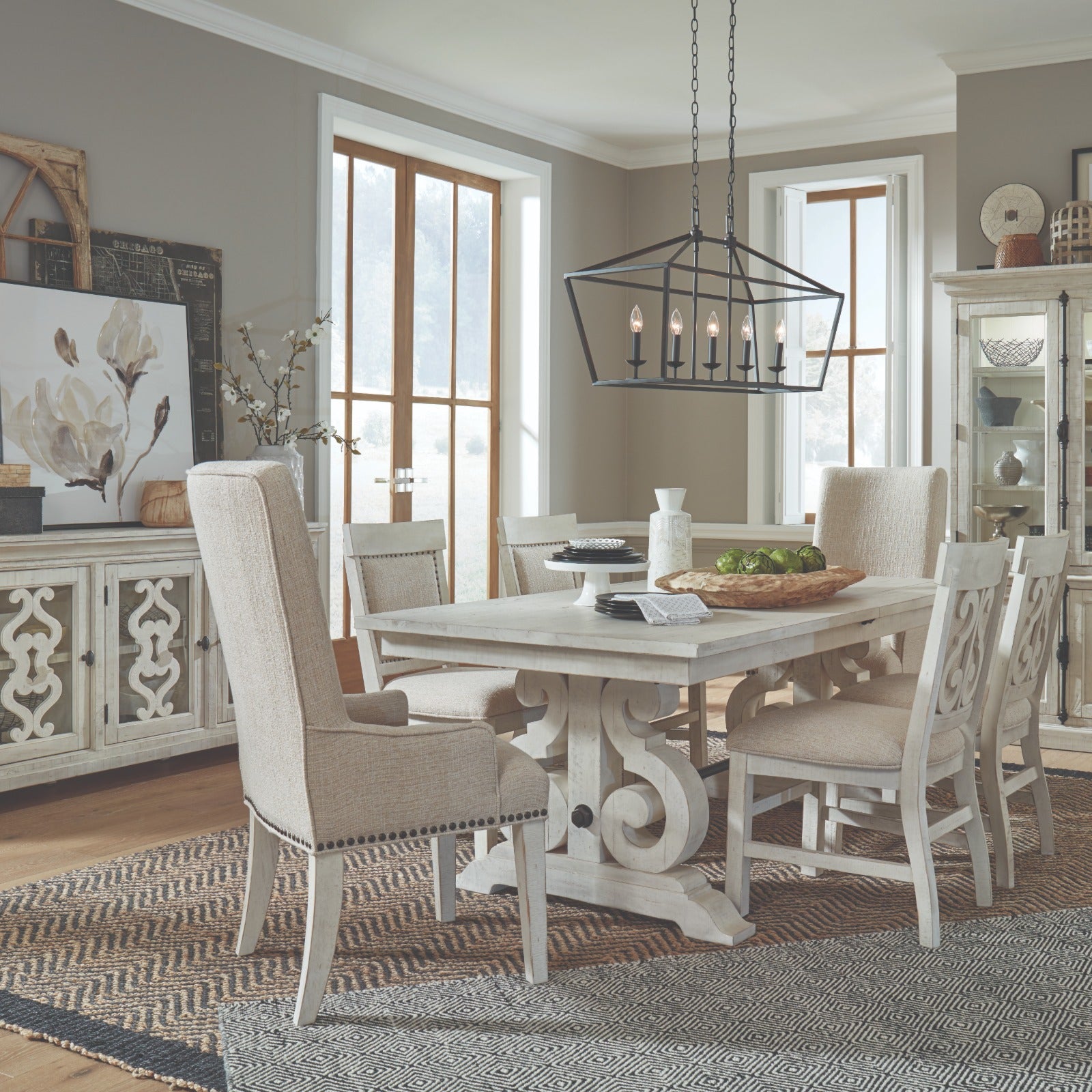 Magnussen Home Bronwyn Alabaster Upholstered Host Chair Set of 2
