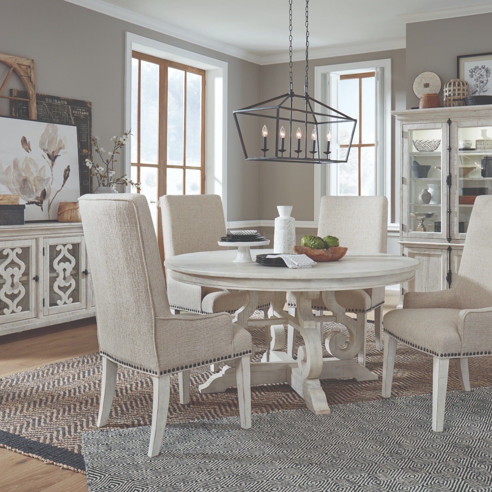 Magnussen Home Bronwyn Alabaster Upholstered Host Chair Set of 2