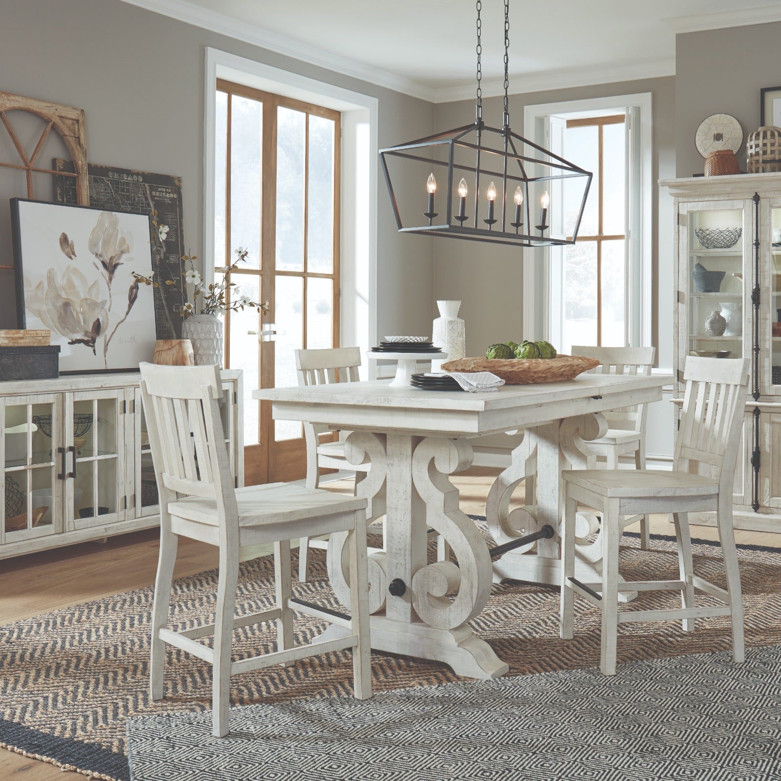Magnussen Home Bronwyn Alabaster Counter Chair Set of 2