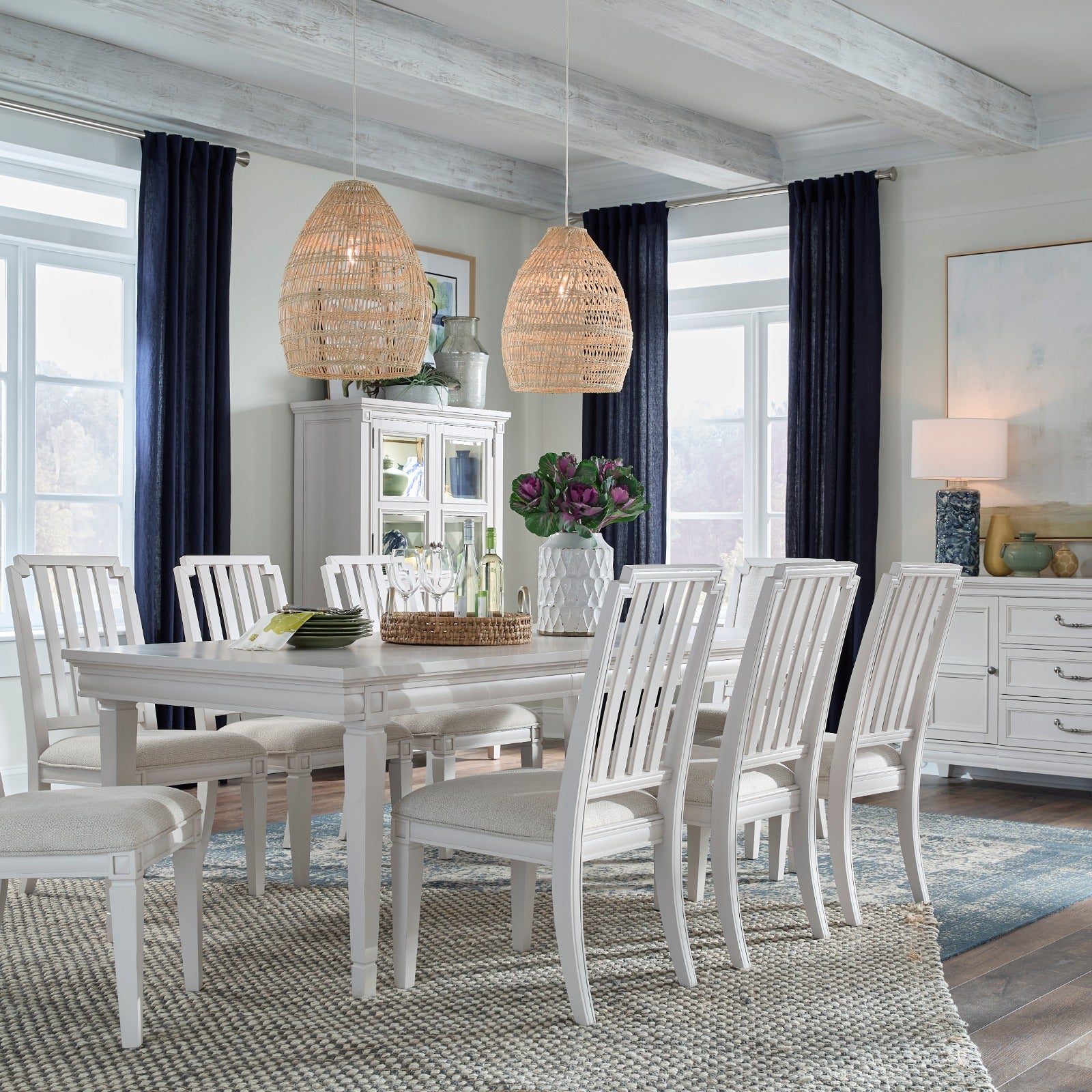 Magnussen Home Willowbrook Egg Shell White Extendable Rectangular Dining Table