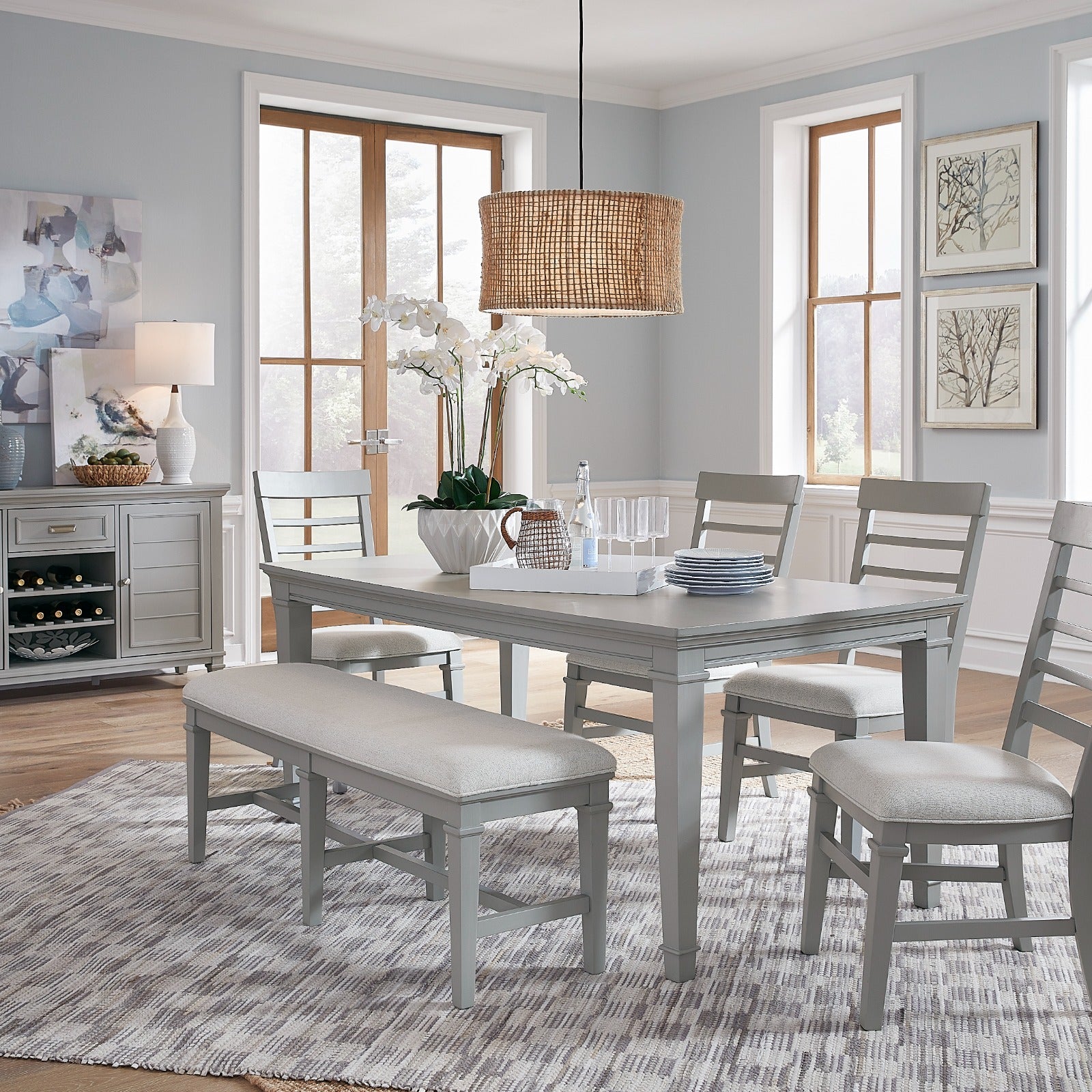 Magnussen Home Charleston Harbor Gray Grey Upholstered Bench