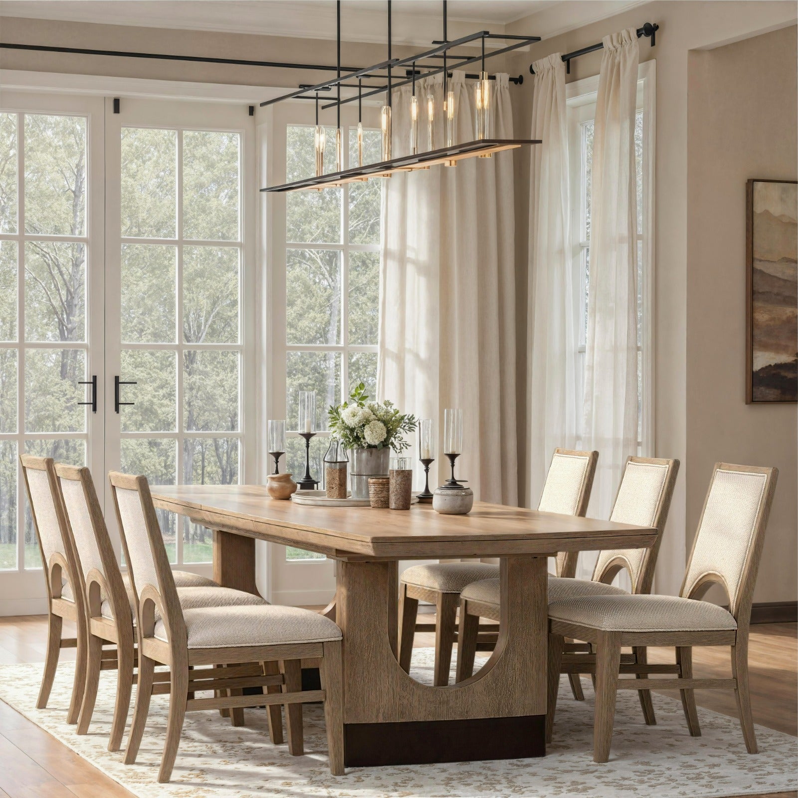 Magnussen Home Tristan Swiss Coffee Extendable Trestle Dining Table