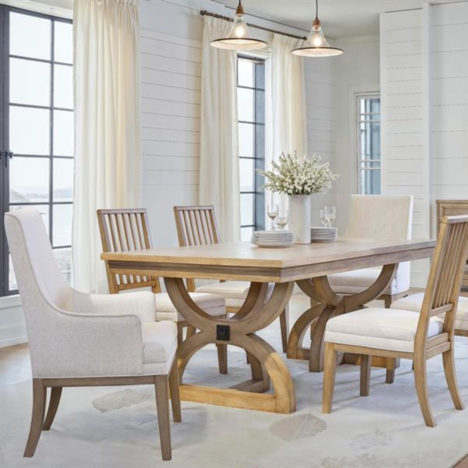 Magnussen Home Coventry Honey Maple Upholstered Host Chair Set of 2