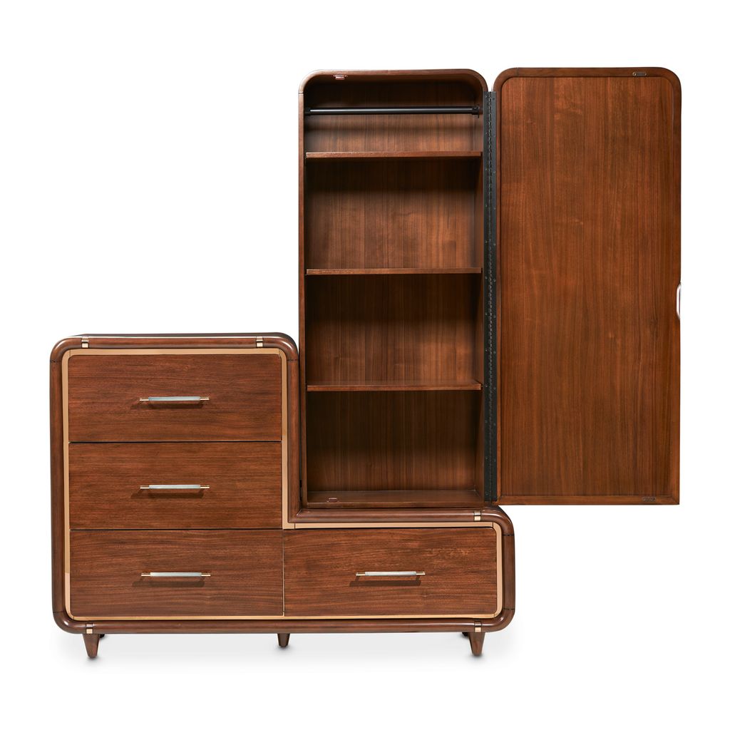 Michael Amini Mason Park Offset Chest with Storage Mirror - Umber