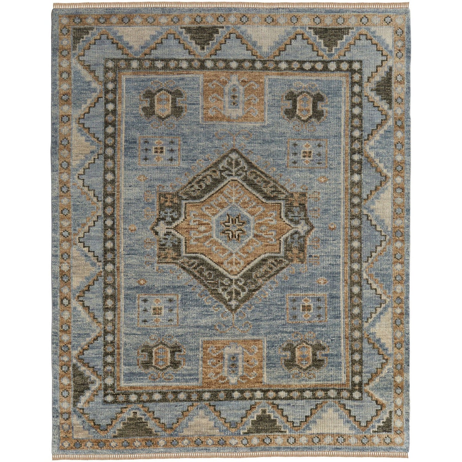 Feizy Fillmore 6935F Traditional Medallion Rug in Blue/Green