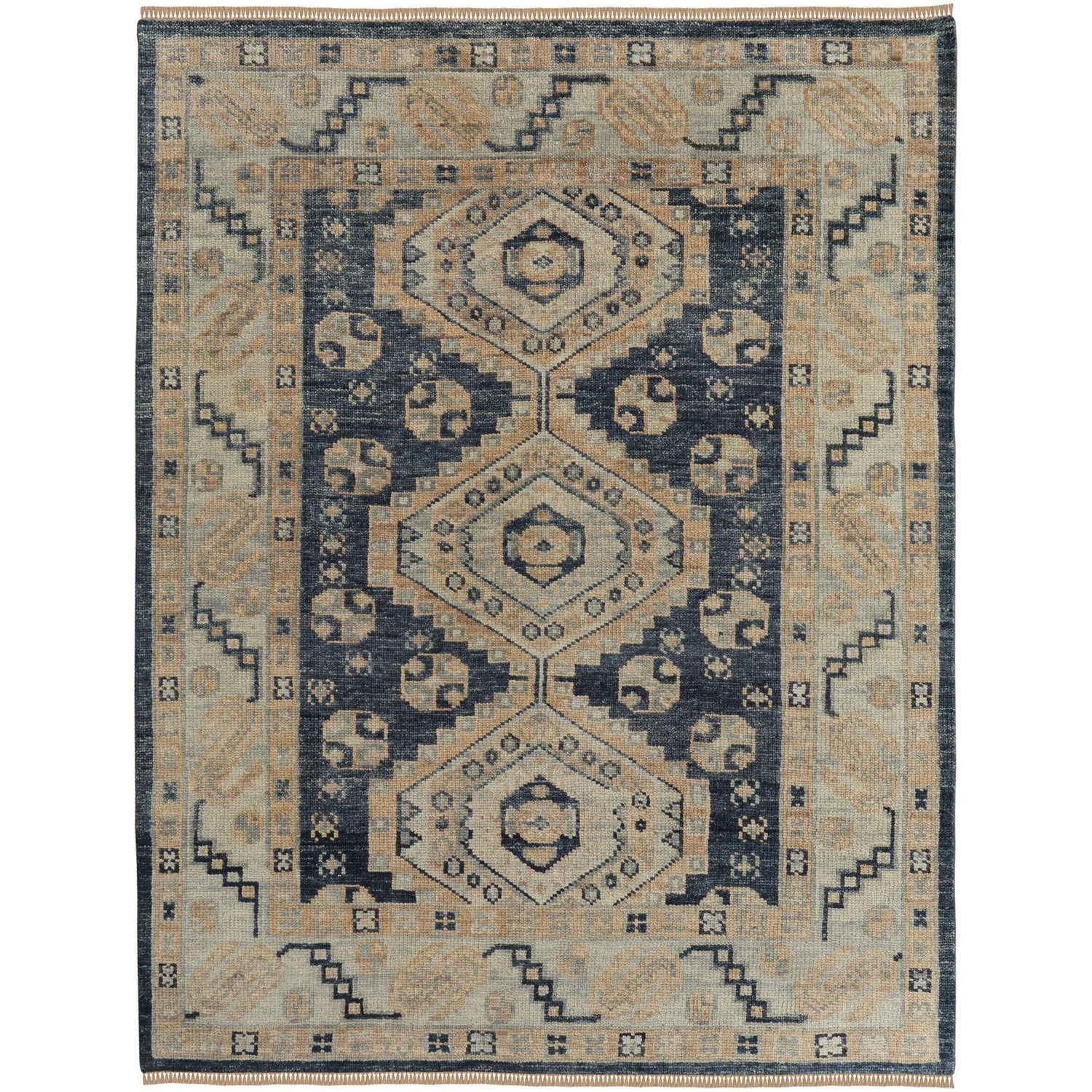 Feizy Fillmore 6943F Traditional Diamond Rug in Blue/Ivory