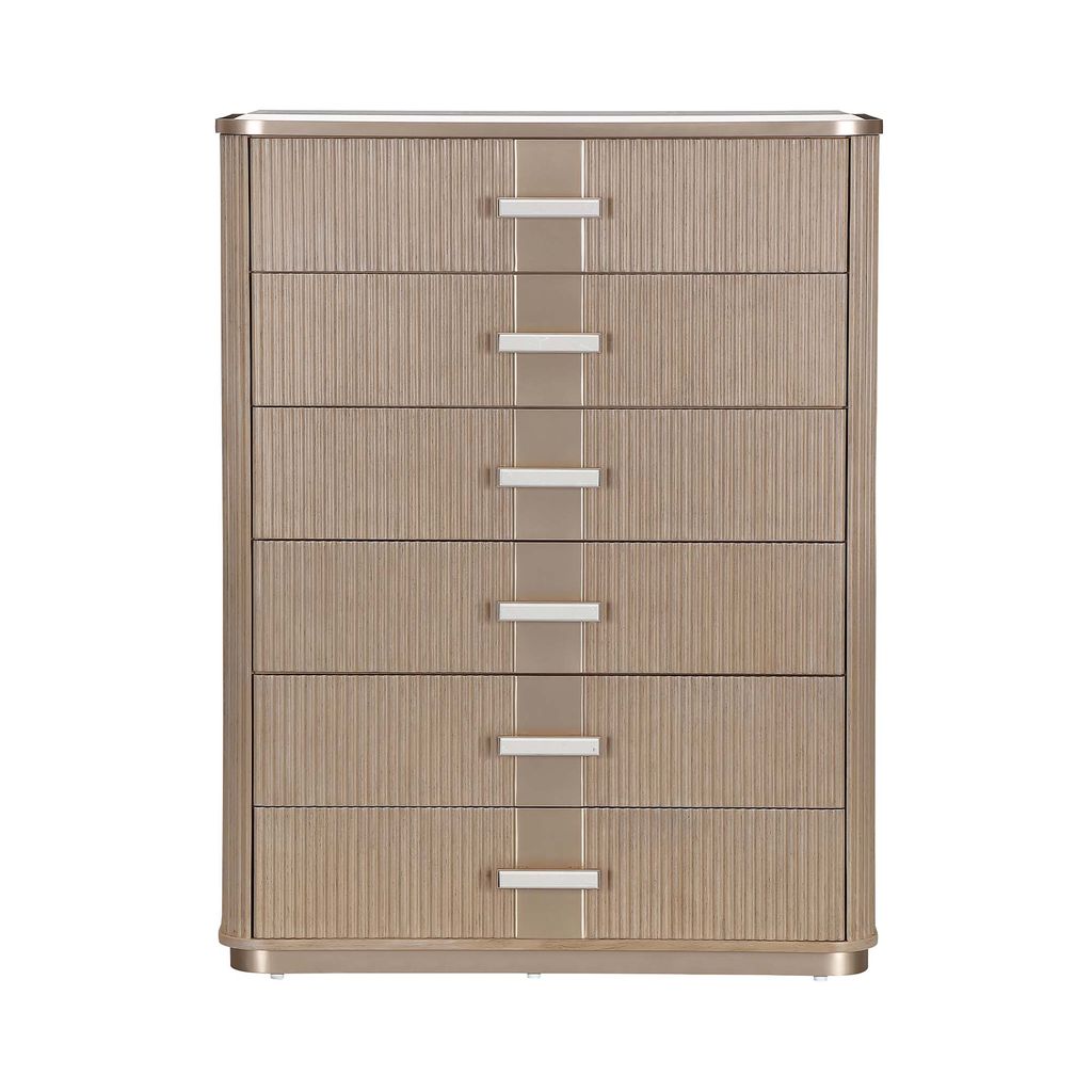 Michael Amini West Kensington Highboy Chest - Sea Salt Caramel