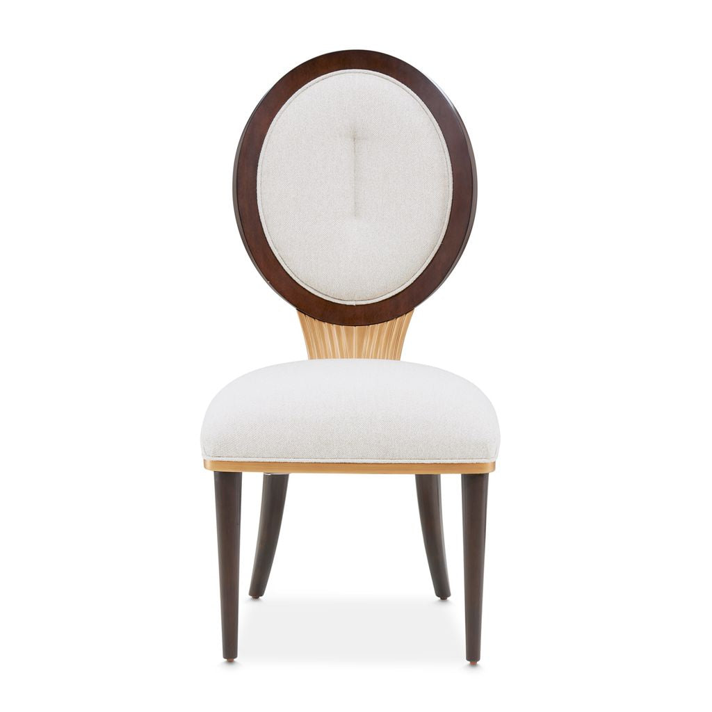 Michael Amini Camellia Field Linen/Warm Pecan Dining Side Chair - Set of 2