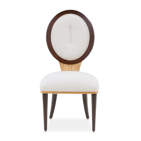 Michael Amini Camellia Field Linen/Warm Pecan Dining Side Chair - Set of 2