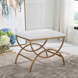 Modern Accents Overlapping Metal Cushioned Top Upholstered Stool