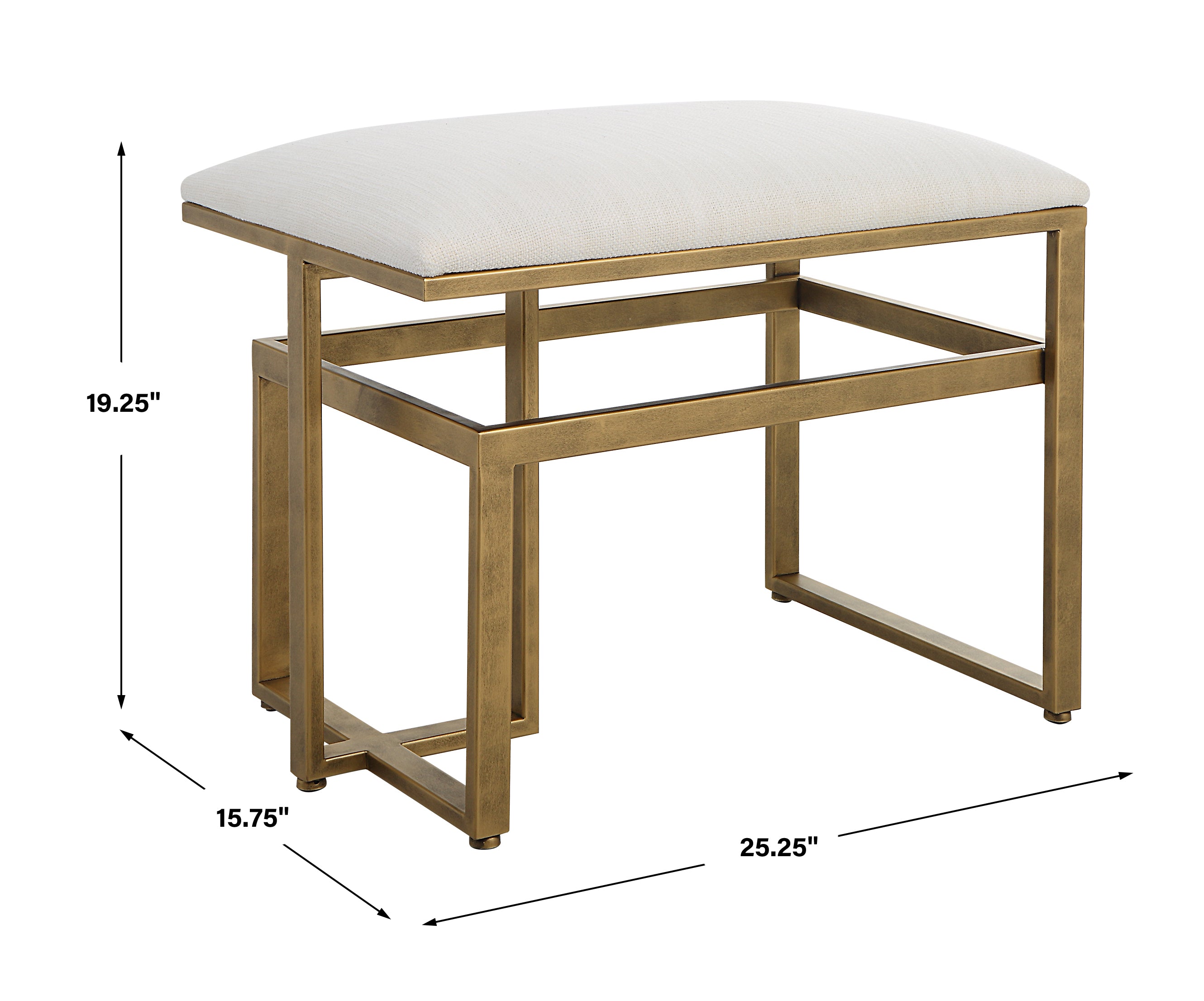 Modern Accents Upholstered Textured Iron Bench