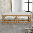 Uttermost Laguna White Fabric Rattan Bench