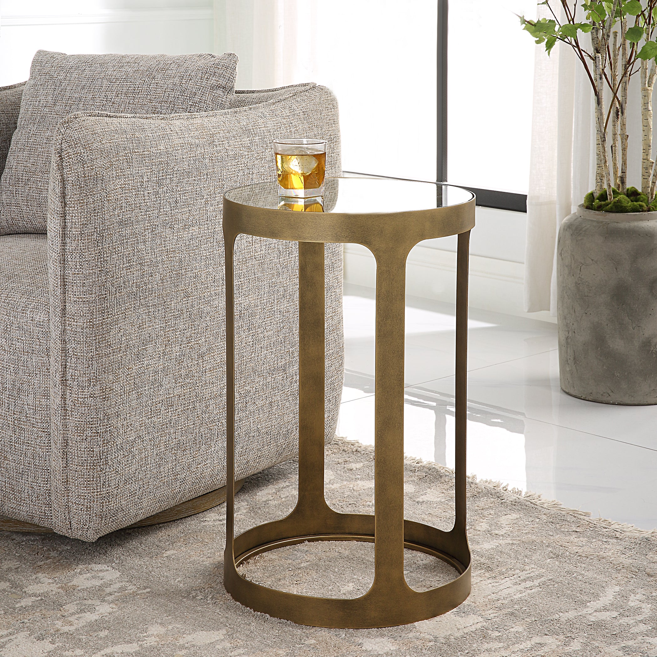 Modern Accents Metal Frame Glass Top Table