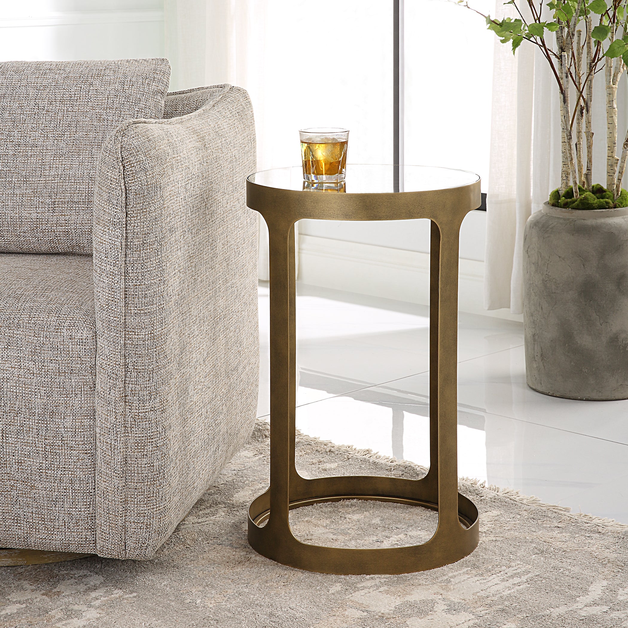 Modern Accents Metal Frame Glass Top Table