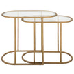 Modern Accents Oval Shaped Iron Nesting With Clear Glass Top Table - Set of 2