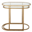 Modern Accents Oval Shaped Iron Nesting With Clear Glass Top Table - Set of 2