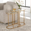 Modern Accents Oval Shaped Iron Nesting With Clear Glass Top Table - Set of 2