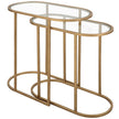 Modern Accents Oval Shaped Iron Nesting With Clear Glass Top Table - Set of 2