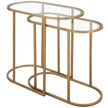 Modern Accents Oval Shaped Iron Nesting With Clear Glass Top Table - Set of 2