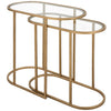 Modern Accents Oval Shaped Iron Nesting With Clear Glass Top Table - Set of 2