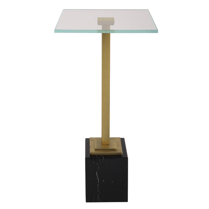 Modern Accents Marble Base With Glass Top Martini Table