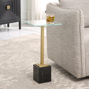 Modern Accents Marble Base With Glass Top Martini Table