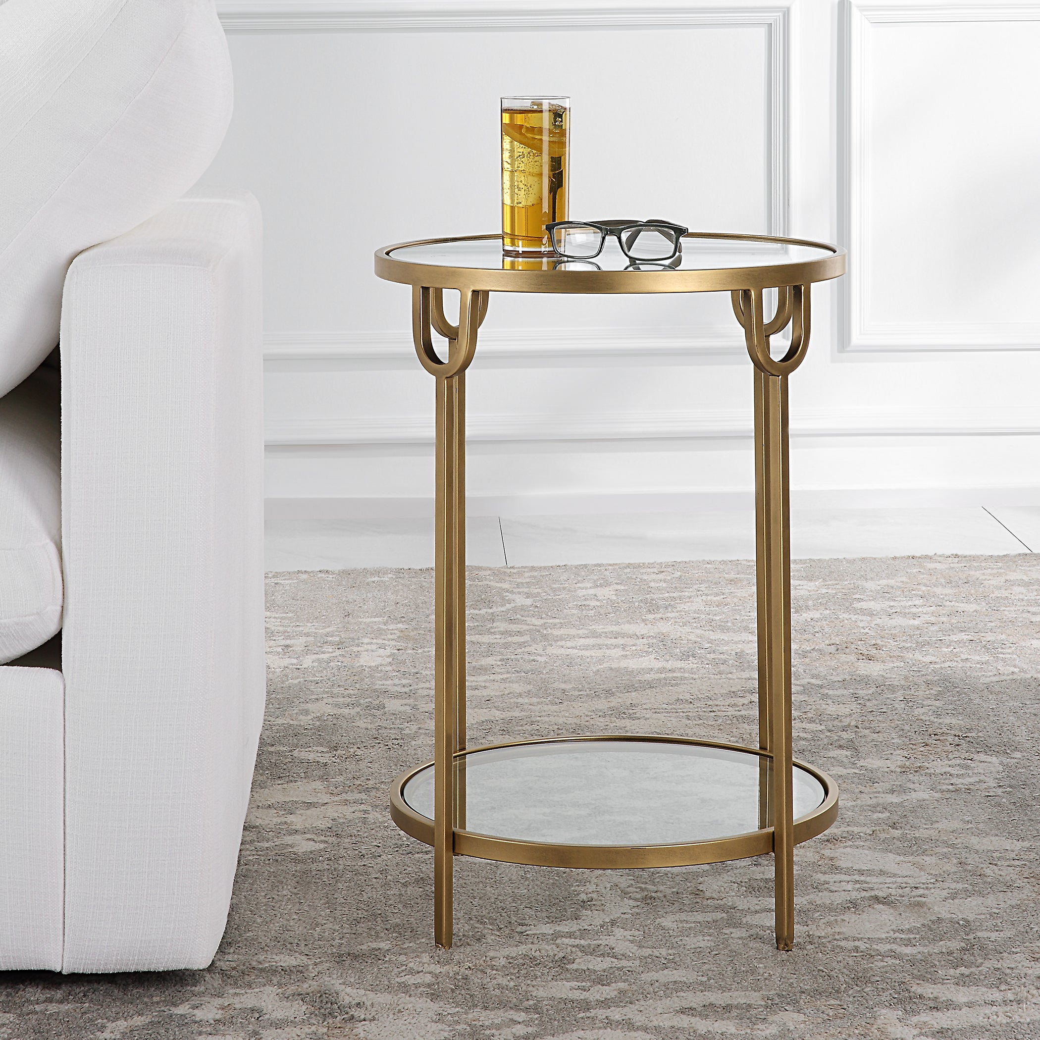 Modern Accents Two-Tiered Mirror Top Side Table
