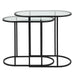 Modern Accents Oval Shaped Iron Nesting With Clear Glass Top Table - Set of 2
