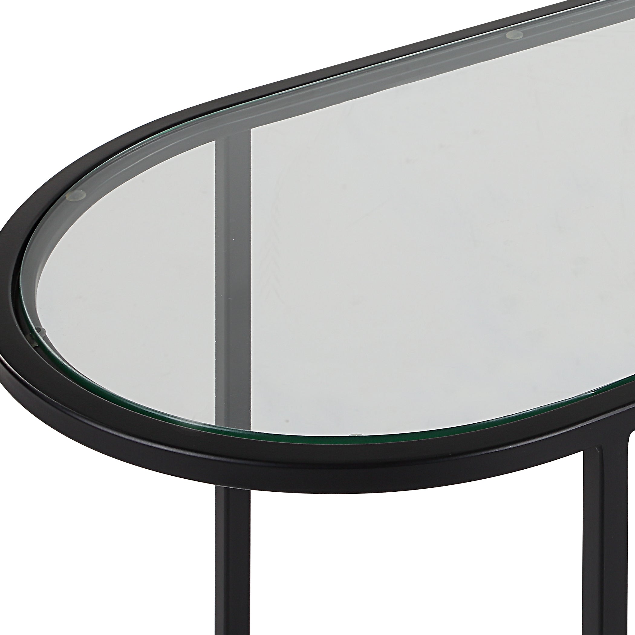 Modern Accents Oval Shaped Iron Nesting With Clear Glass Top Table - Set of 2