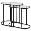 Modern Accents Oval Shaped Iron Nesting With Clear Glass Top Table - Set of 2