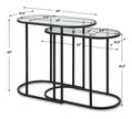 Modern Accents Oval Shaped Iron Nesting With Clear Glass Top Table - Set of 2