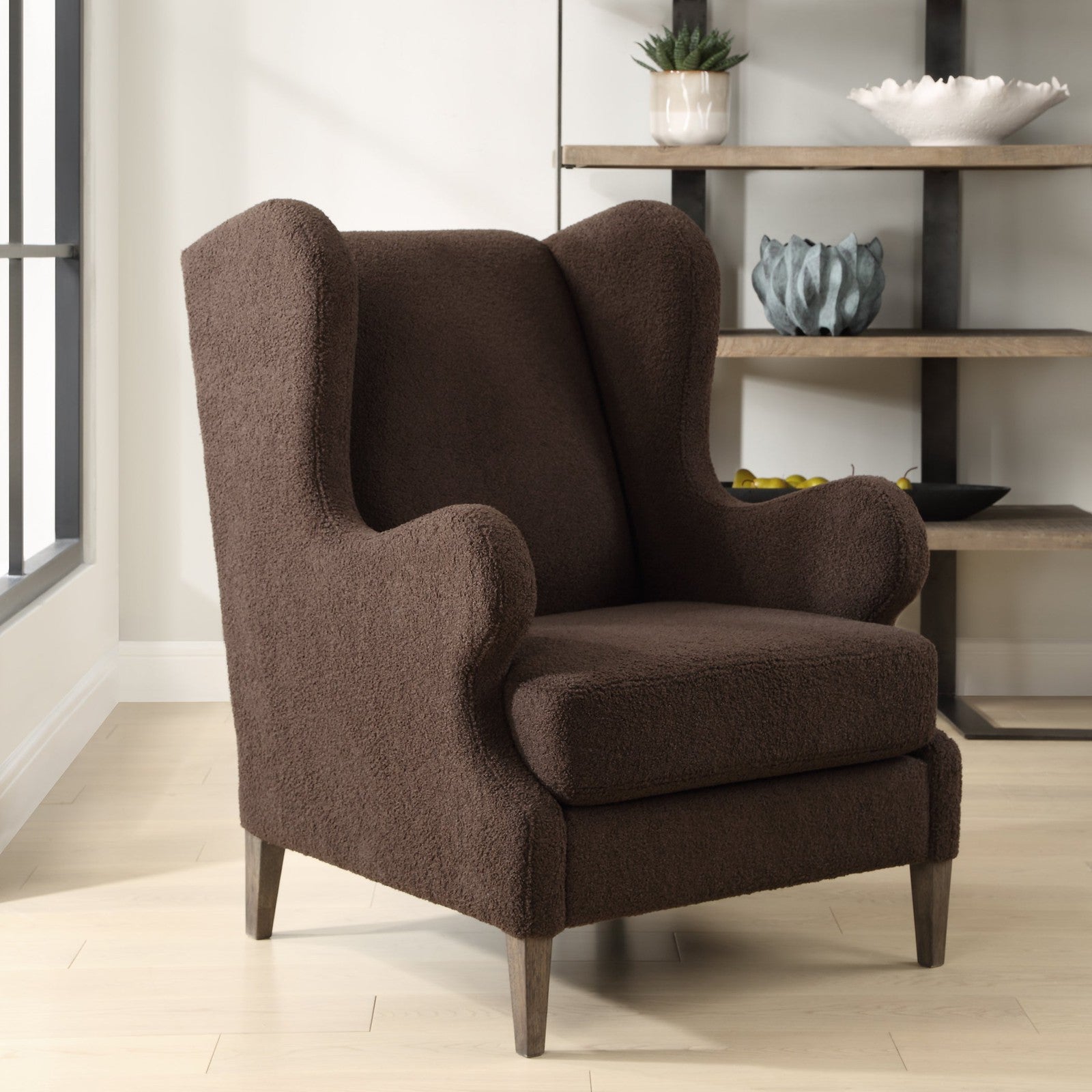 Uttermost Serpentine Brown Fabric Accent Chair
