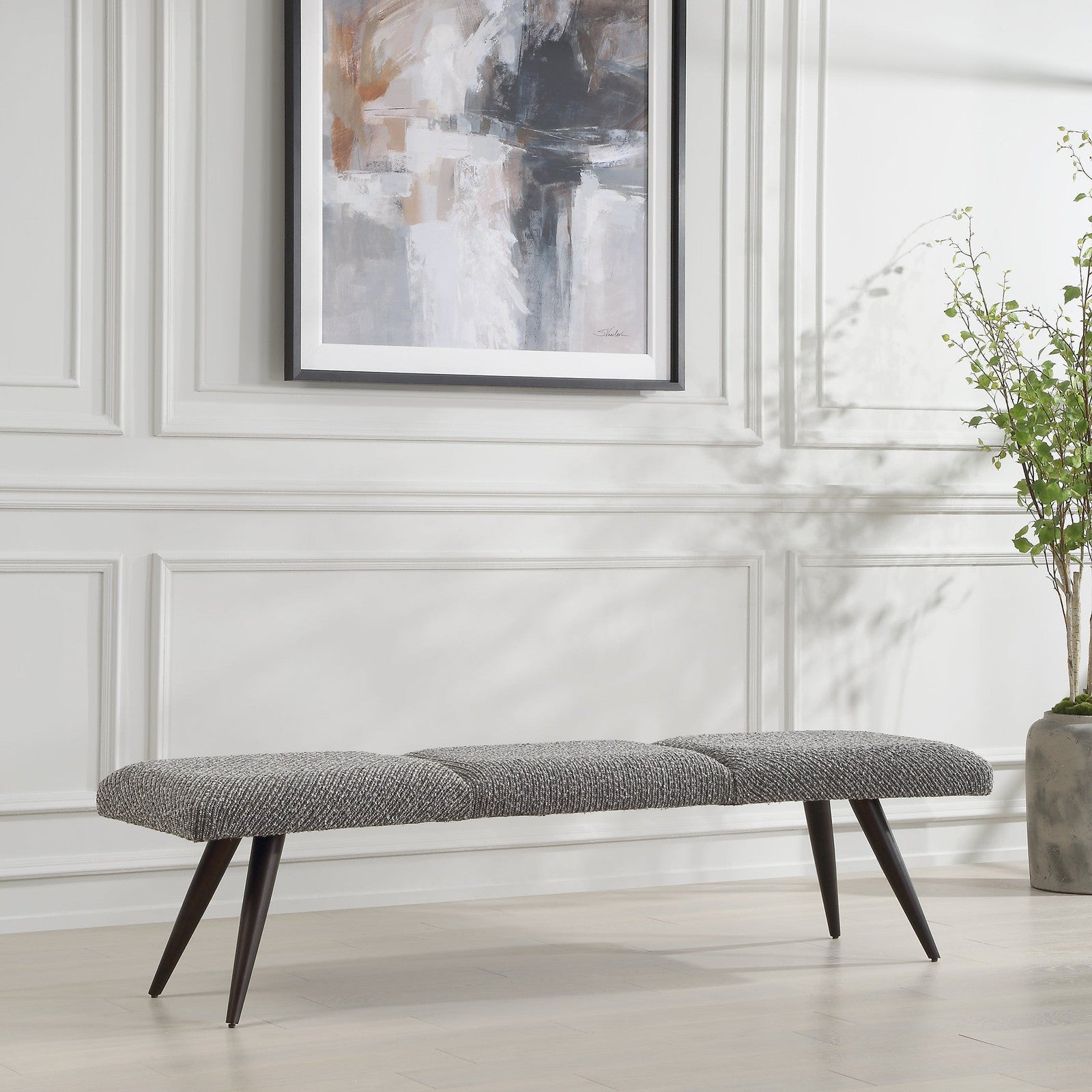 Uttermost Bowtie Charcoal Fabric Bench
