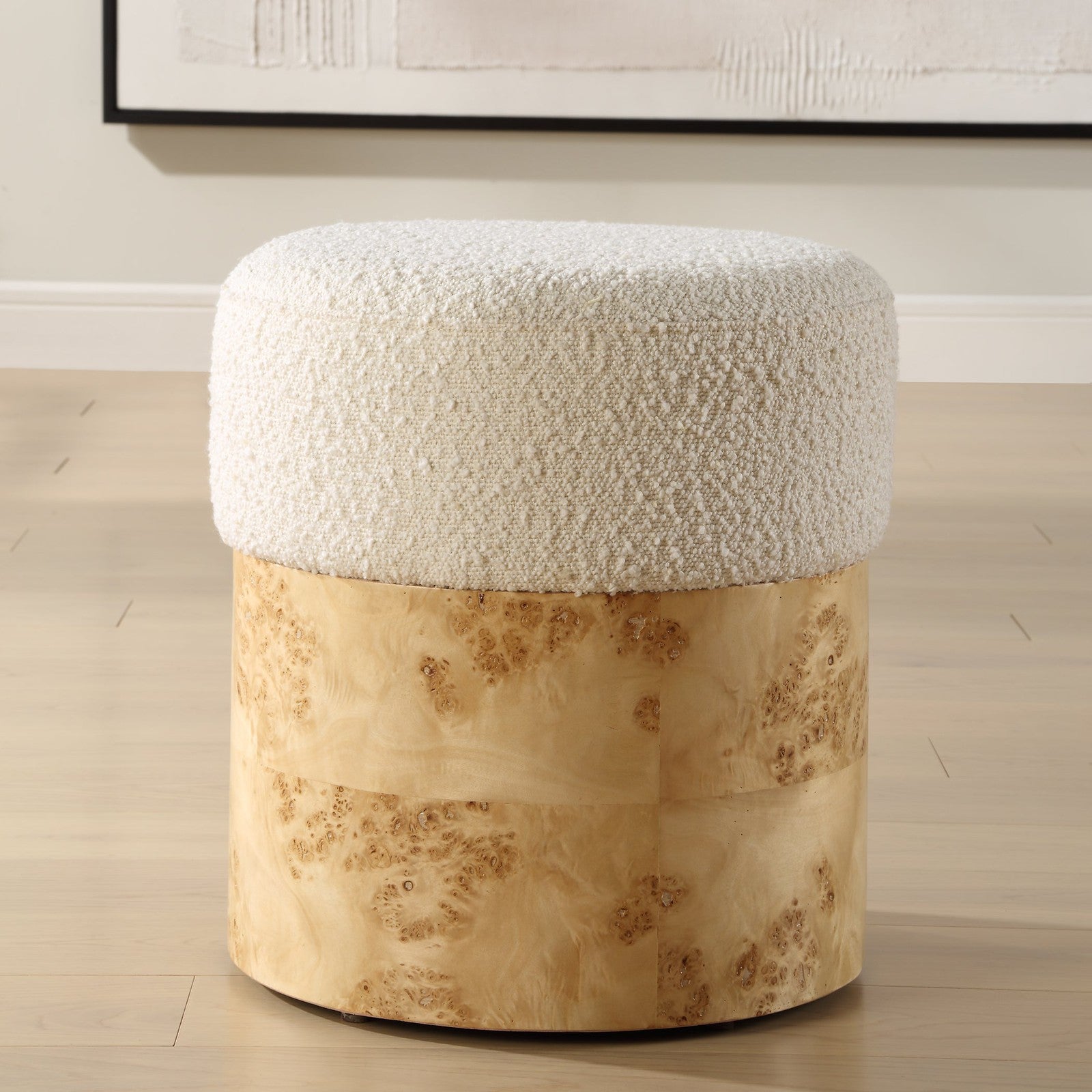 Uttermost Swirls Poplar Ivory Ottoman