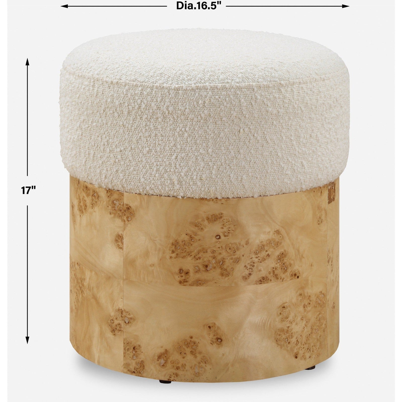 Uttermost Swirls Poplar Ivory Ottoman